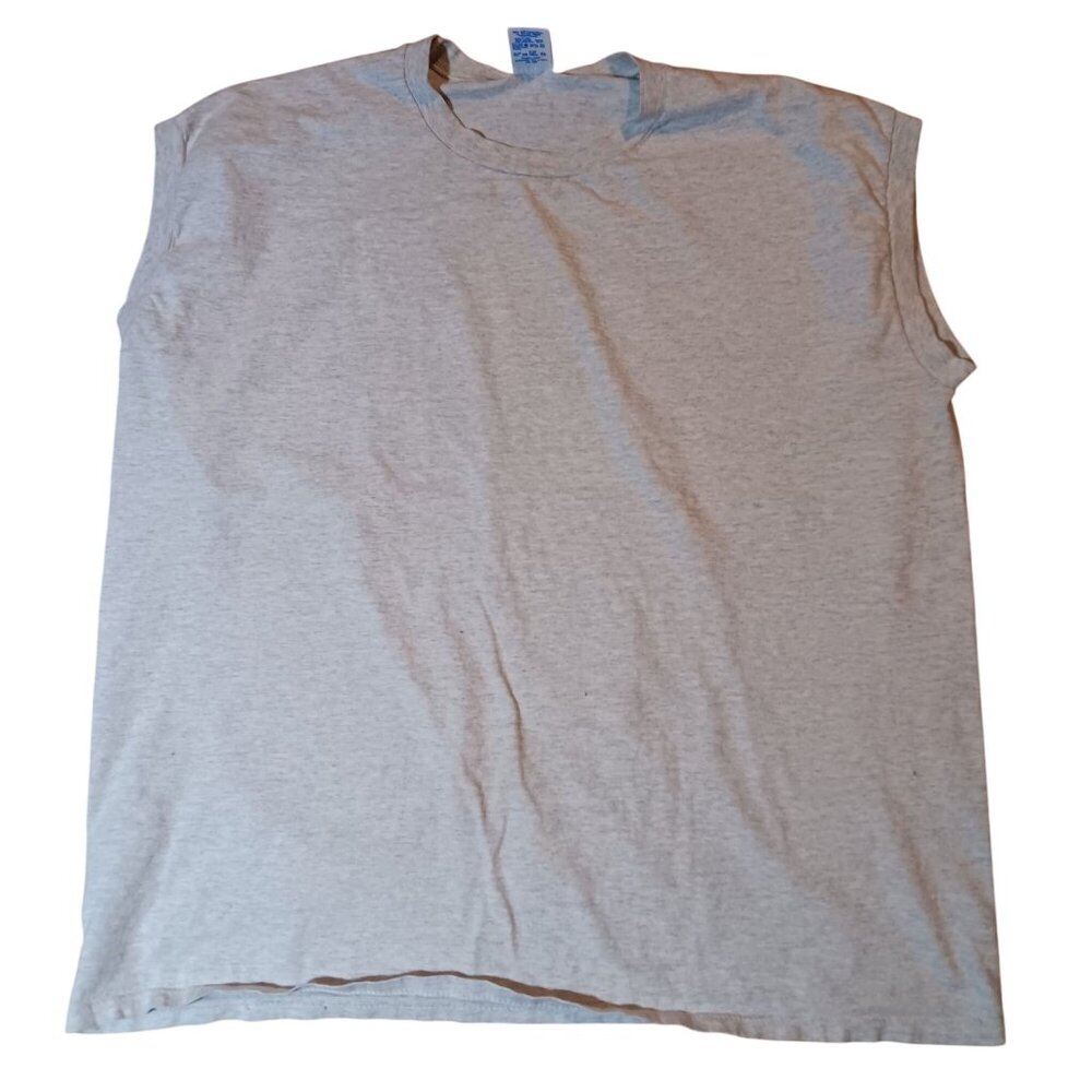Vintage Men's T-shirt XL 90's Jerzees Sleeveless Heather Gray USA Muscle Man